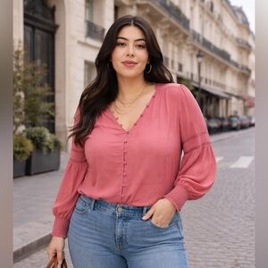 torrid eyelet long sleeves smocked blouse Feb sale